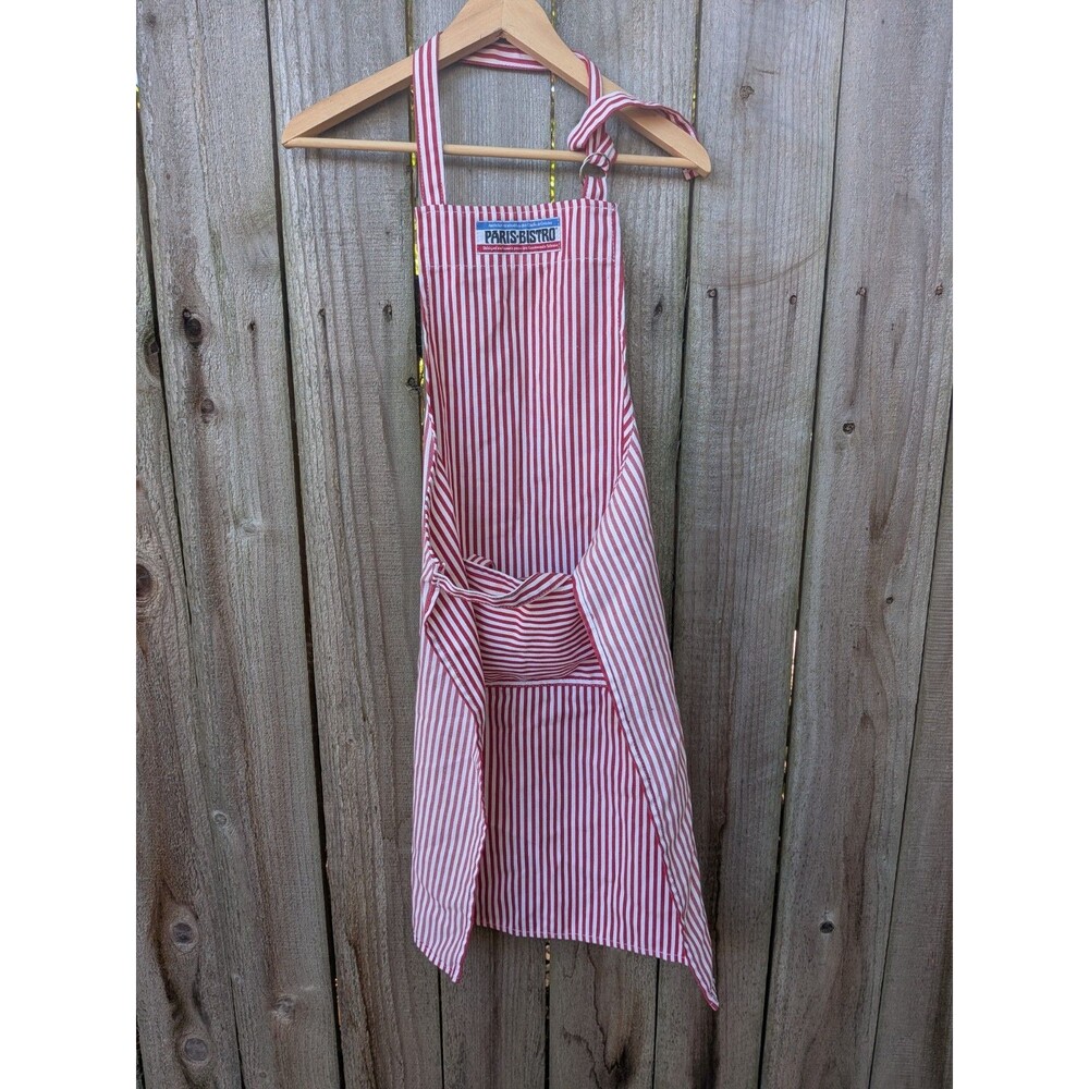 Vintage Paris Bistro Apron Red White Striped Cotton Chef Now Designs